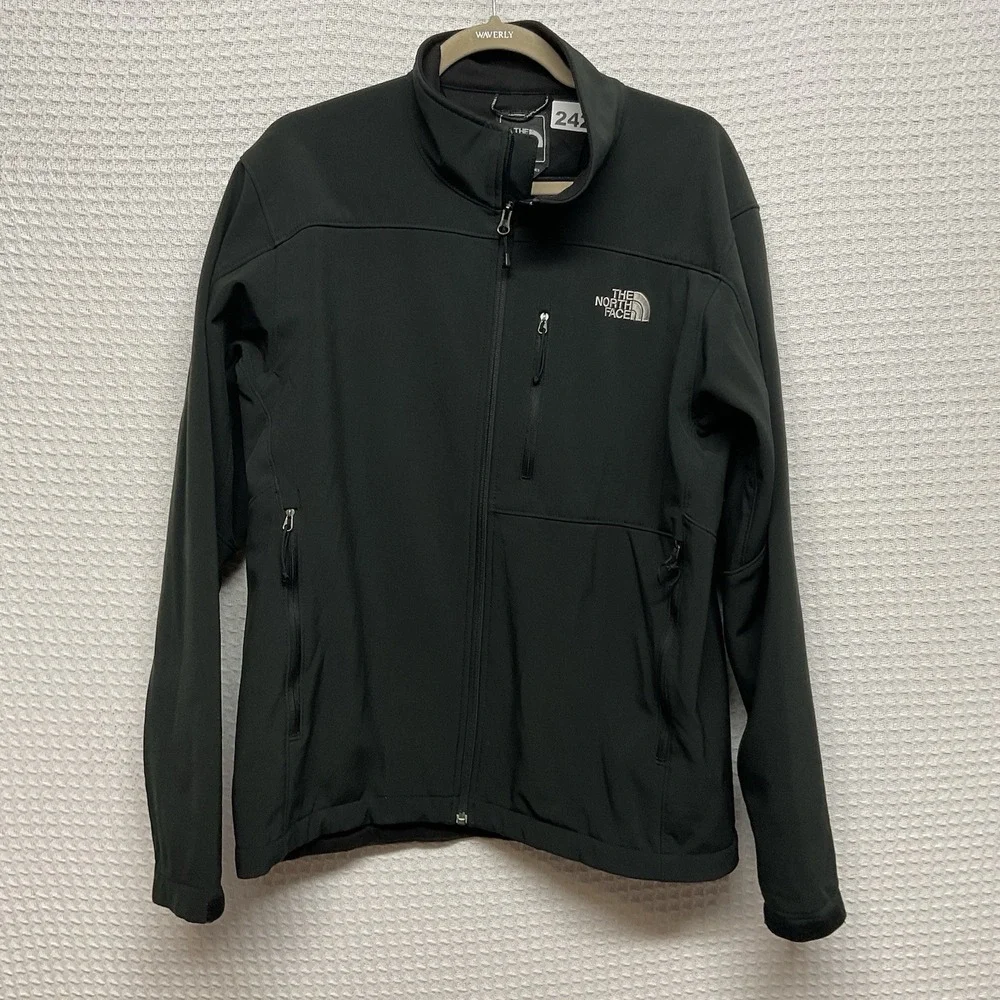 The North Face‎ Jacket Mens Large Black Softshell Full Zip Windbreaker